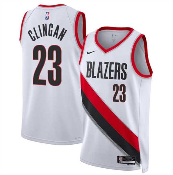 Mens Portland Trail Blazers #23 Donovan Clingan White 2024 Draft Association Edition Stitched Basketball Jersey Dzhi->portland trailblazers->NBA Jersey